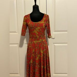 LuLaRoe size M pumpkin and gold dress